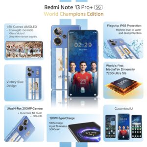 Redmi Note 13 Pro+ World Champions Edition (Victory Blue, 12GB RAM, 512GB Storage) | World's First Mediatek 7200 Ultra 5G | 200MP Hi-Res Camera | 1.5K Curved AMOLED | 120W HyperCharge - Image 6